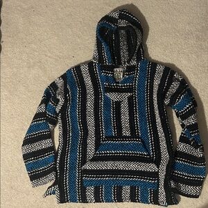 Women’s or Men's Blue and Black Striped Sweater